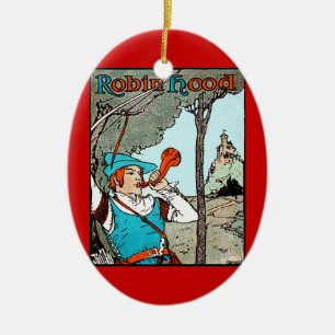 Robin Hood Antik Illustration Glada Gubbar Julgransprydnad Keramik