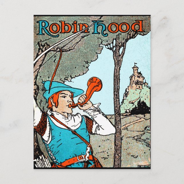 Robin Hood Antik Illustration Glada Gubbar Vykort (Framsida)