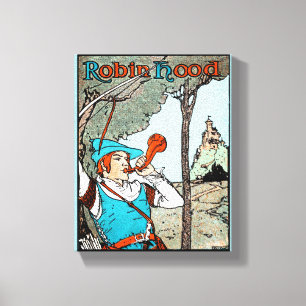 Robin Hood Antik Illustration Glada Karlar Canvastryck