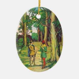Robin Hood och lite John Julgransprydnad Keramik