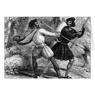 Robin Hood och Tanneren med Inkvartera-bemannar Hälsningskort
