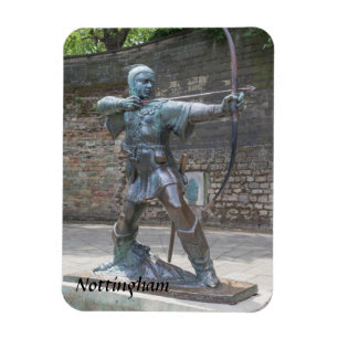 Robin Hood staty vid det Nottingham slottfotoet Magnet