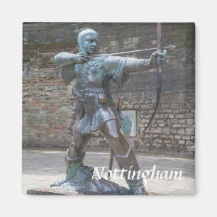 Robin Hood staty vid det Nottingham slottfotoet Magnet