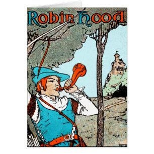 Robin Huva Antique Illustration Merry Manar Hälsningskort