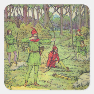 Robin Huva i skogen Fyrkantigt Klistermärke