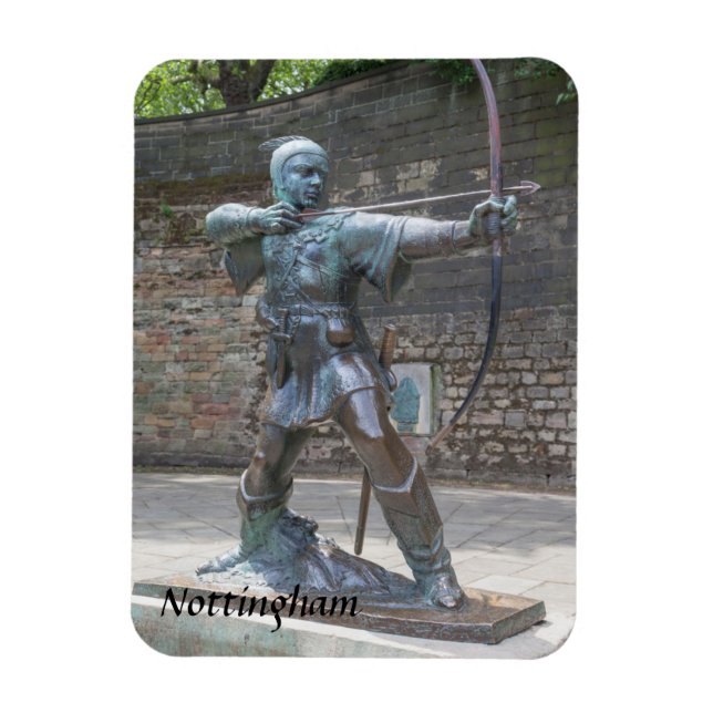 Robin Huva Statue av Nottingham Castle-foto Magnet (Vertikal)