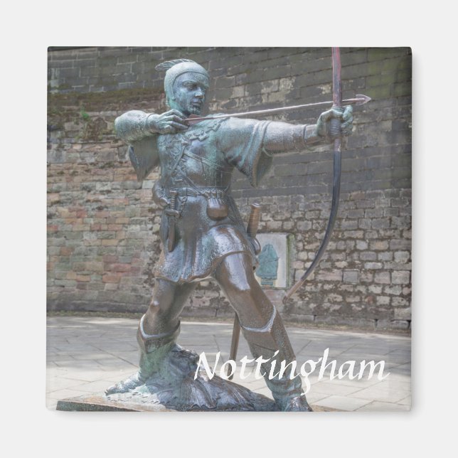 Robin Huva Statue av Nottingham Castle-foto Magnet (Framsidan)