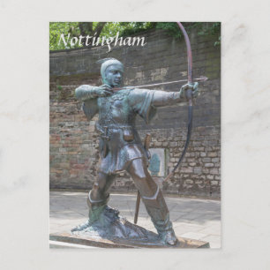 Robin Huva Statue av Nottingham Castle-foto Vykort