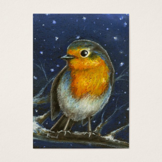 Robin i snö aceo-utskriften visitkort (Framsidan)