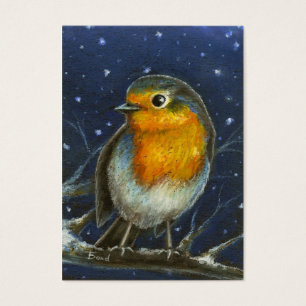 Robin i snöaceotrycket visitkort