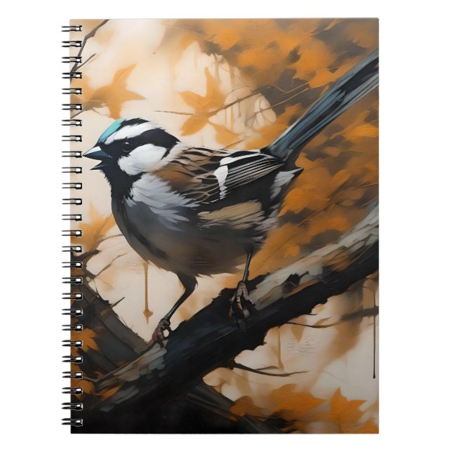 Robin In A Träd Oil Paint Anteckningsbok (Framsidan)