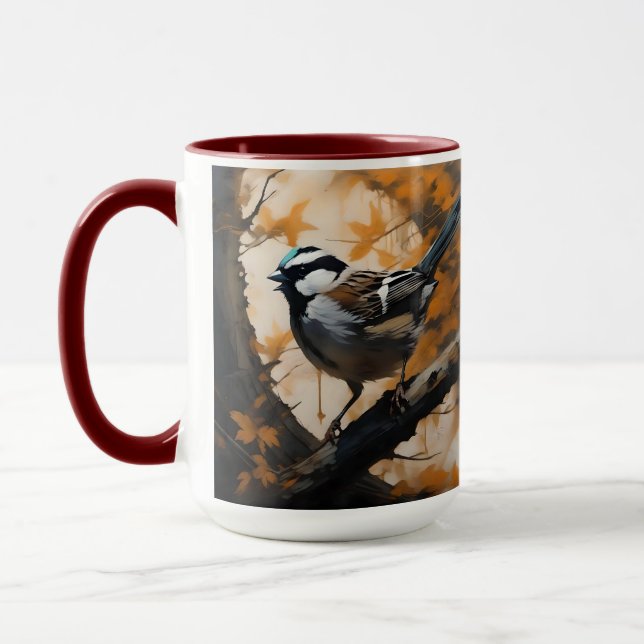 Robin In A Träd Oil Paint Mugg (Vänster)