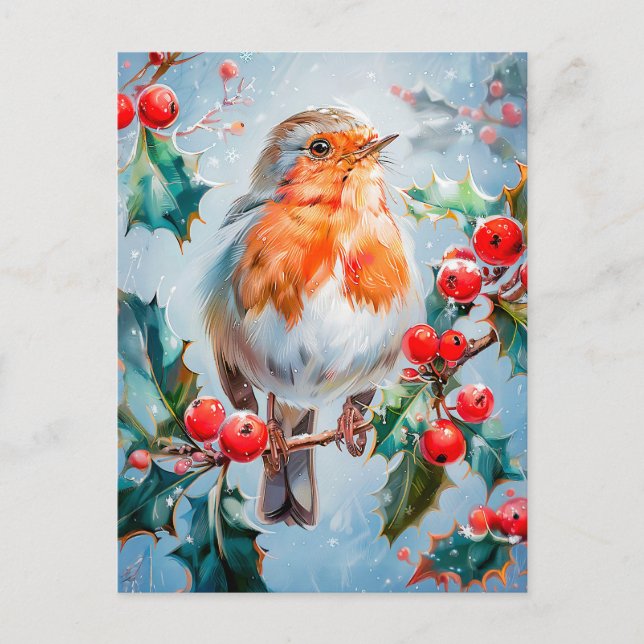 Robin in Nature Impressionist Stil Art Vykort (Framsida)