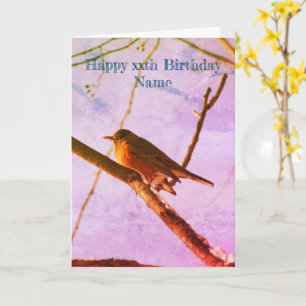Robin In Snö Nature Art Personlig Birthday Kort