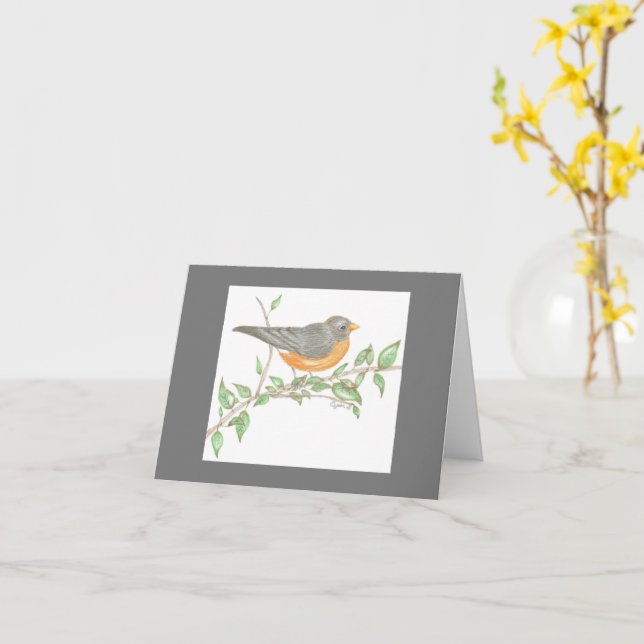 Robin Inspirational Note Card Kort (Gul blomma)