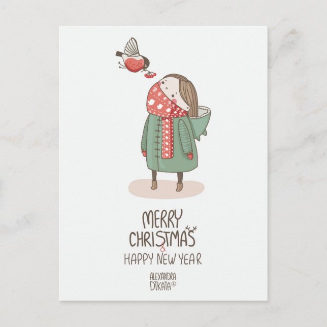 Robin jul - nytt år helg vykort (Framsida)