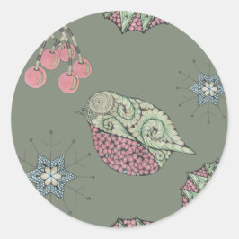 Robin juletiketter runt klistermärke