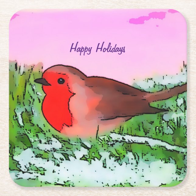 Robin julJulhelg Underlägg Papper Kvadrat (Framsidan)