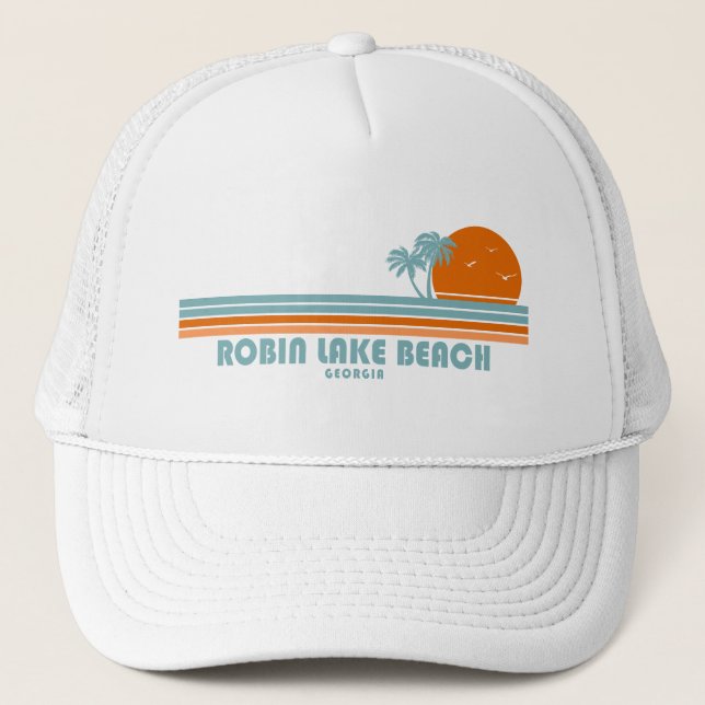 Robin Lake Beach Georgia Sol Palma Träd Keps (Framsida)