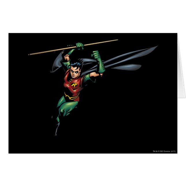 Robin med stab - Leaps Hälsningskort (Framsidan Horizontal)