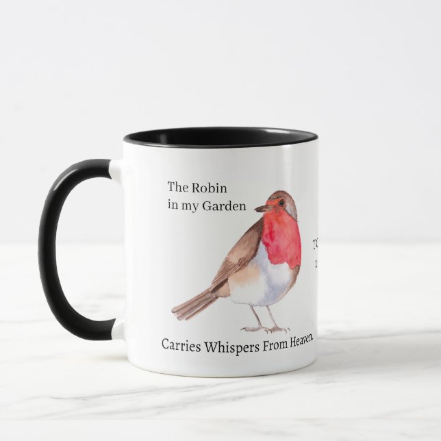 Robin Memorial Mug | “Each Time I See a Robin  Mugg (Vänster)