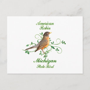 Robin Michigan State Bird Vykort