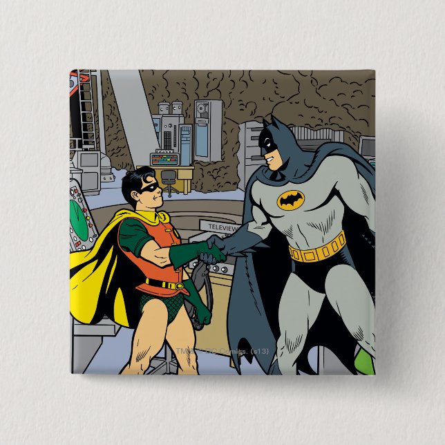 Robin och Batman Handshake Knapp (Framsida)