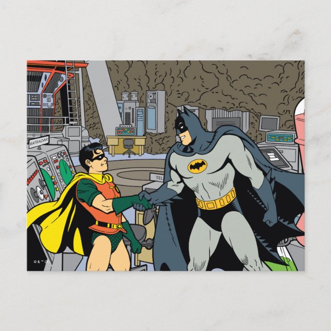 Robin och Batman Handshake Vykort (Framsida)