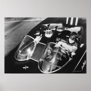 Robin och Batman i Batmobile Poster