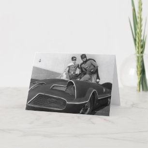 Robin och Batman ständiga i Batmobile Kort