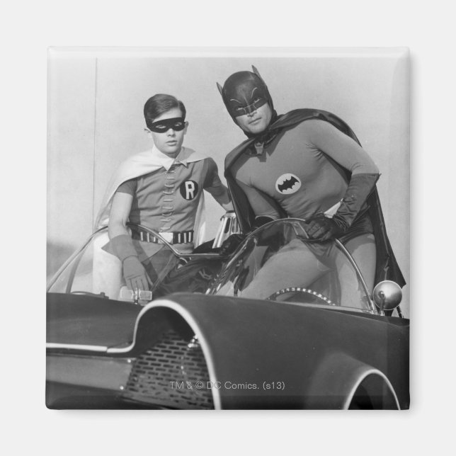 Robin och Batman ständiga i Batmobile Magnet (Framsidan)