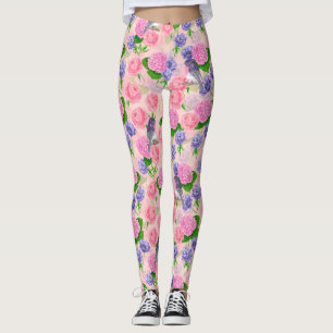 Robin och blommor, vattenfärg mönster leggings