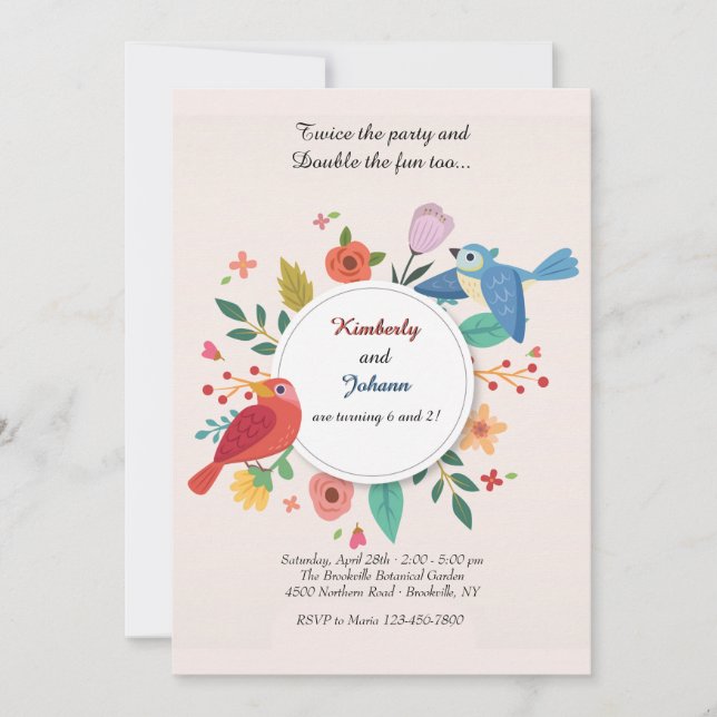 Robin och Blue Jay-inbjudan Inbjudningar (Framsida)