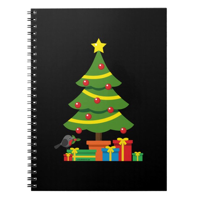 Robin och Colorful Presenter under Julgran Anteckningsbok (Framsidan)