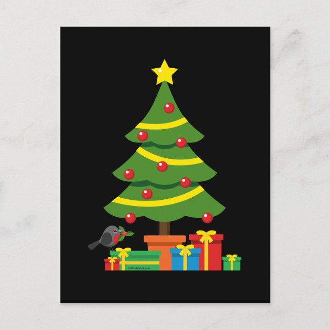 Robin och Colorful Presenter under Julgran Vykort (Framsida)