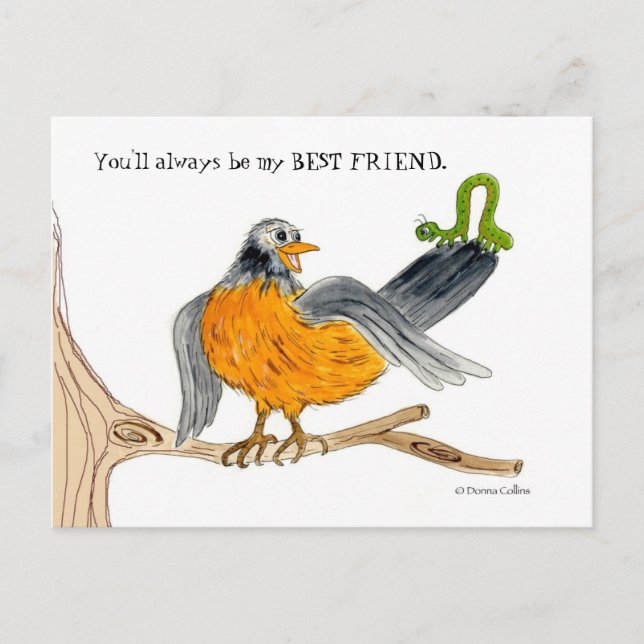 Robin och grönt Inch Mask Vykort (Framsida)