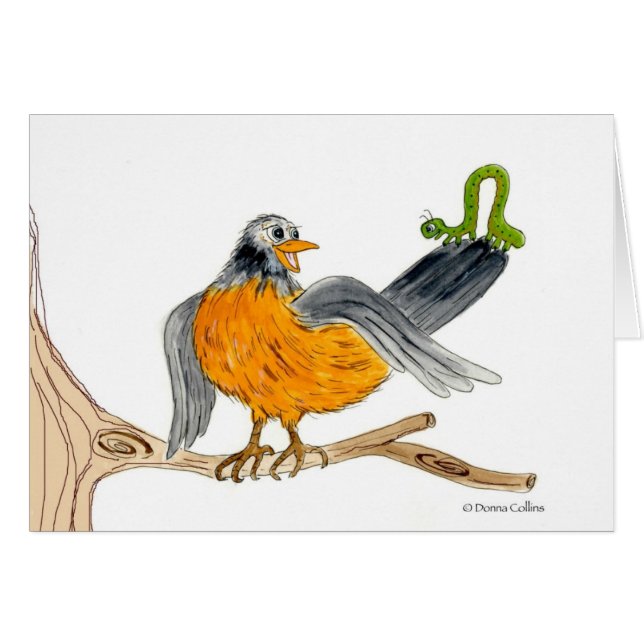 Robin och Inch mask Hälsningskort (Framsidan Horizontal)