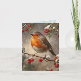 Robin och Red Berries jul Kort