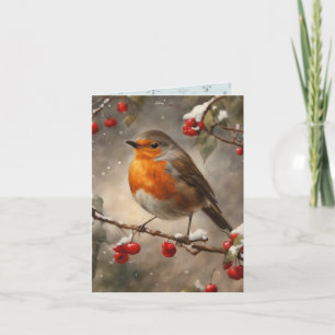 Robin och Red Berries jul Kort