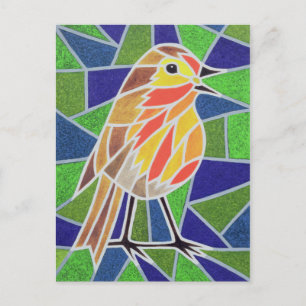 Robin on Stached Glass Vykort