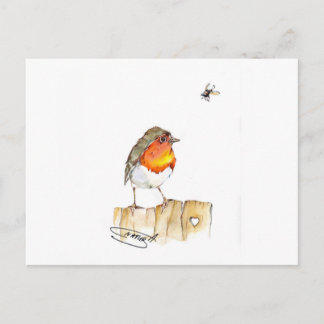 Robin Original Watercolor Design Vykort
