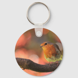 Robin på gren nyckelring