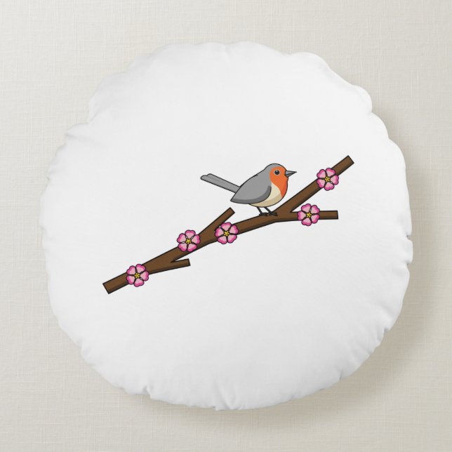 Robin på Sakura Rund Kudde (Framsidan)