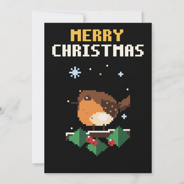 Robin Pixel Art Julkort (Framsida)