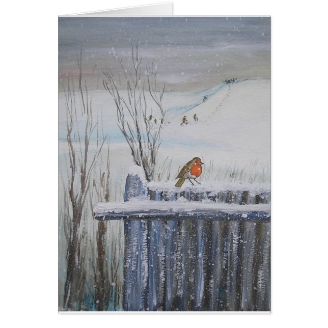 Robin Red Breast Hälsningskort (Framsidan)