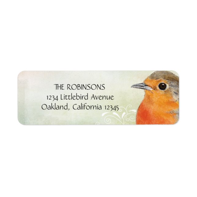 Robin Red Breast Returetiketters Returadress Etikett (Framsidan)