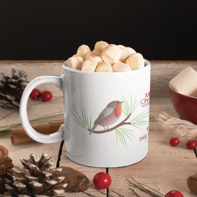 Robin Redbröst och God jul typografi Kaffemugg (Skapare uppladdad)