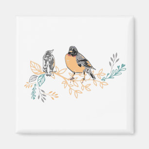 Robin Sång Birds Mor Baby Magnet