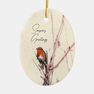Robin Season's Hälsning Julgransprydnad Keramik