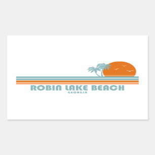 Robin Sjö Beach Georgia Sol Handflatan Träd Rektangulärt Klistermärke